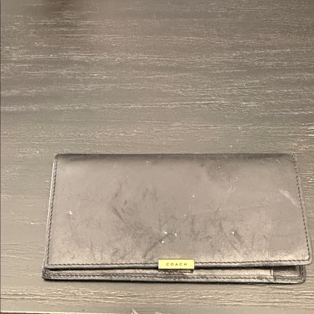 Coach Black Leather check book cover